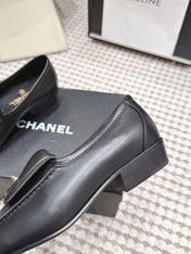 CHANEL 26S LOAFERS IN BLACK CALFSKIN WITH GOLD-TONE CC LOGO