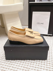CHANEL 26S LOAFERS IN BEIGE CALFSKIN WITH GOLD-TONE CC LOGO