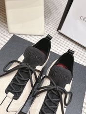CHANEL 26S PLATFORM SNEAKERS 30 MM IN BEIGE SUEDE WITH BLACK FABRIC