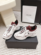 CHANEL 26S PLATFORM SNEAKERS 30 MM IN WHITE SUEDE WITH BURGUNDY FABRIC