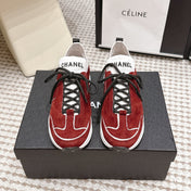 CHANEL 26S PLATFORM SNEAKERS 30 MM IN RED SUEDE WITH WHITE FABRIC