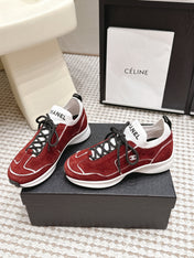 CHANEL 26S PLATFORM SNEAKERS 30 MM IN RED SUEDE WITH WHITE FABRIC
