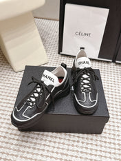 CHANEL 26S PLATFORM SNEAKERS 30 MM IN BLACK CALFSKIN WITH WHITE FABRIC