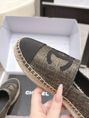 CHANEL 26S SLIP ONS IN GOLD BRONZE MIX BLACK FABRIC