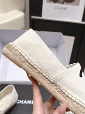 CHANEL 26S ESPADRILLE SLIP-ONS IN WHITE MIX BLACK SUEDE