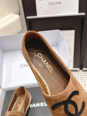 CHANEL 26S ESPADRILLE SLIP-ONS IN BROWN MIX BLACK SUEDE