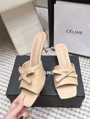 CHANEL 26S SQUARE TOE HIGH HEEL SANDALS IN BEIGE CALFSKIN