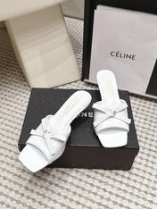 CHANEL 26S SQUARE TOE HIGH HEEL SANDALS IN WHITE CALFSKIN