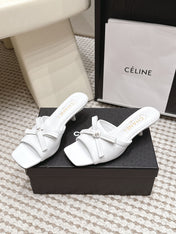 CHANEL 26S SQUARE TOE HIGH HEEL SANDALS IN WHITE CALFSKIN