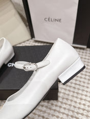 CHANEL 26S SQUARE TOE MARY JANE FLATS IN WHITE CALFSKIN