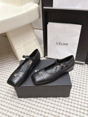 CHANEL 26S SQUARE TOE MARY JANE FLATS IN BLACK CALFSKIN