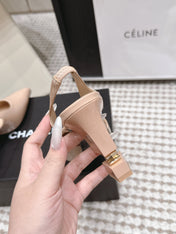 CHANEL 26S HIGH HEEL SLINGBACKS 80 MM IN BEIGE PATENT