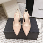 CHANEL 26S HIGH HEEL SLINGBACKS 80 MM IN BEIGE PATENT