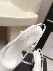 CHANEL 26S HIGH HEEL SLINGBACKS 80 MM IN WHITE PATENT