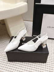 CHANEL 26S HIGH HEEL SLINGBACKS 80 MM IN WHITE PATENT