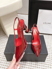 CHANEL 26S HIGH HEEL SLINGBACKS 80 MM IN RED PATENT
