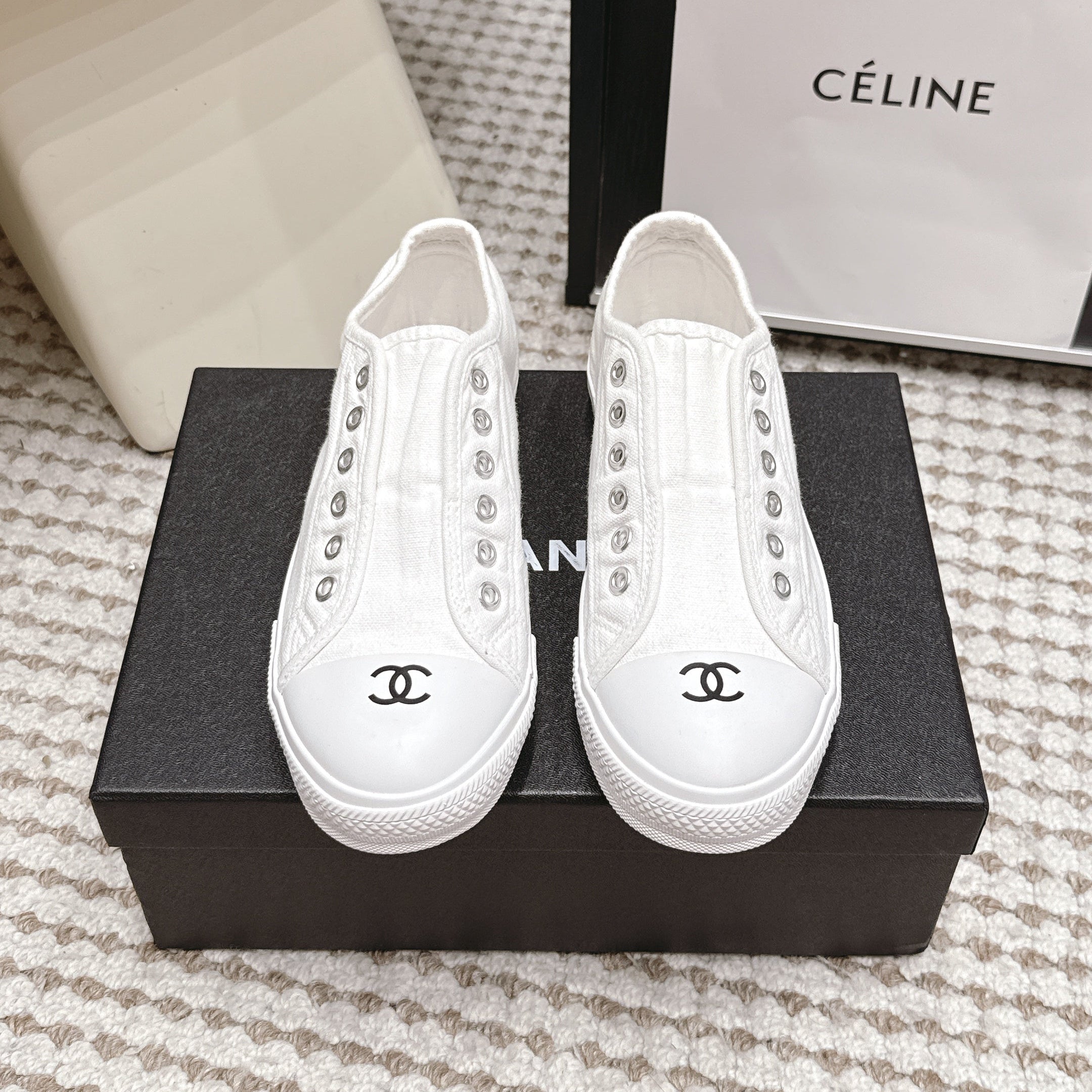 CHANEL 26S SNEAKERS IN WHITE CANVAS