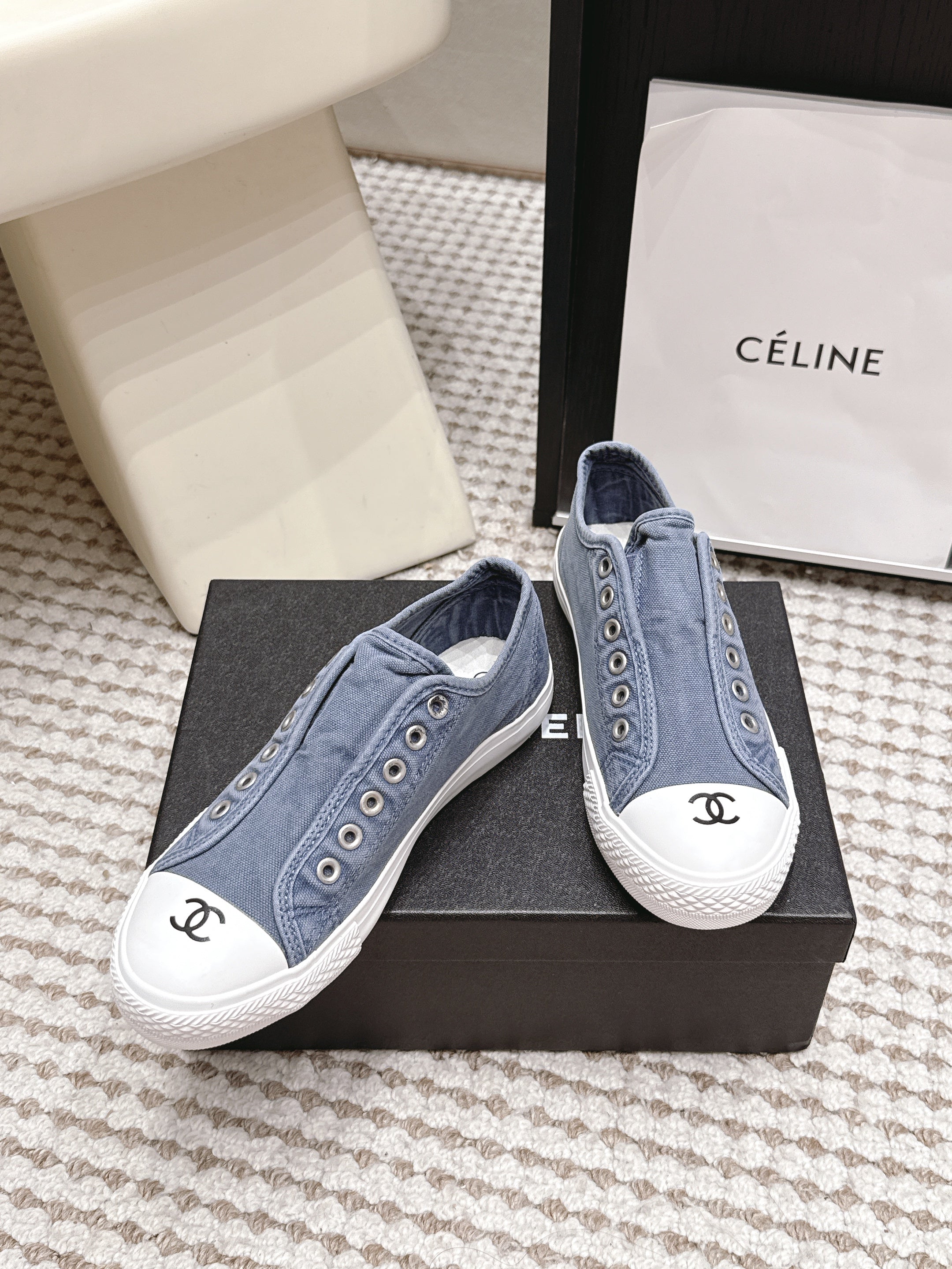 CHANEL 26S SNEAKERS IN BLUE DENIM