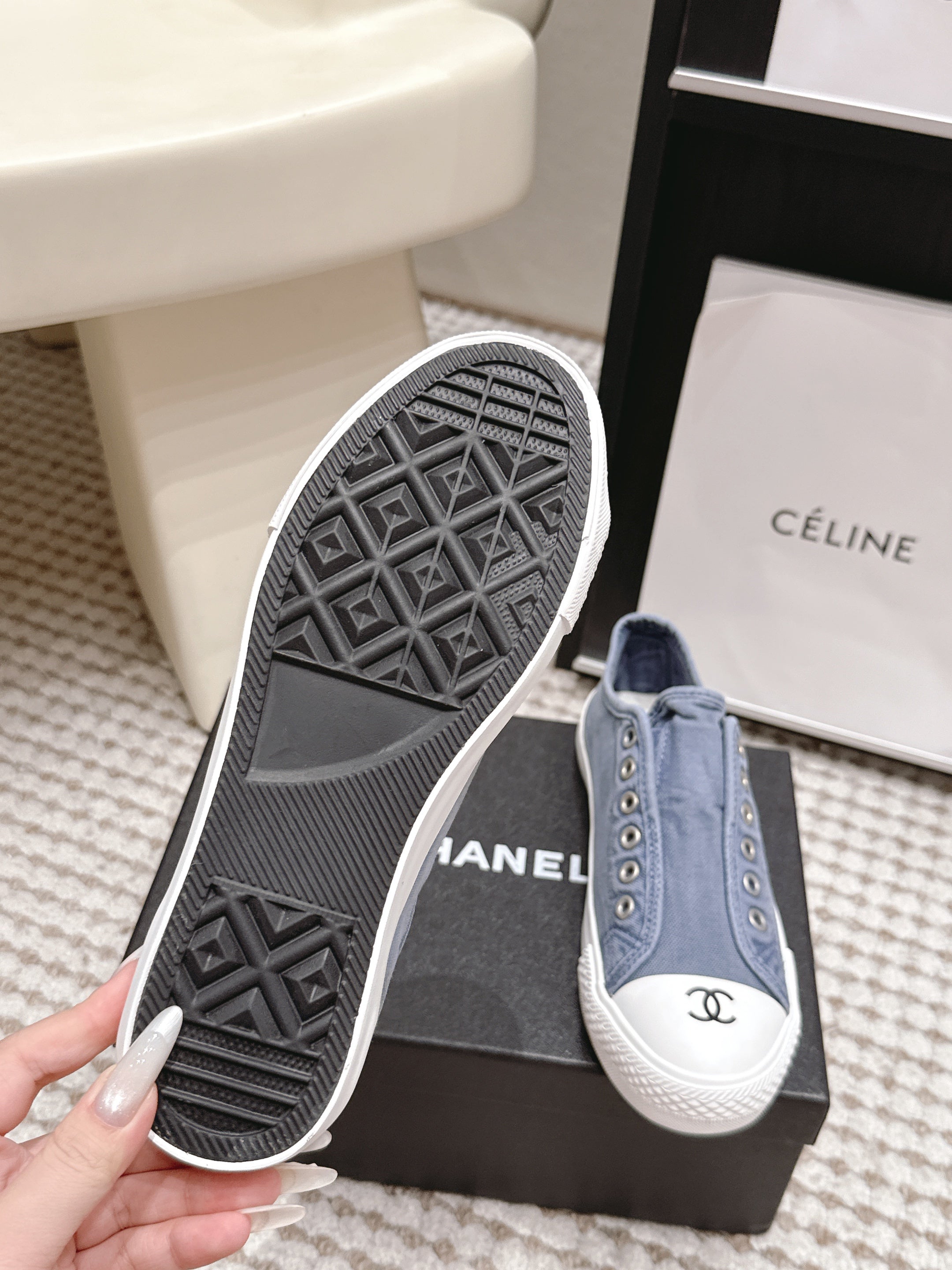 CHANEL 26S SNEAKERS IN BLUE DENIM