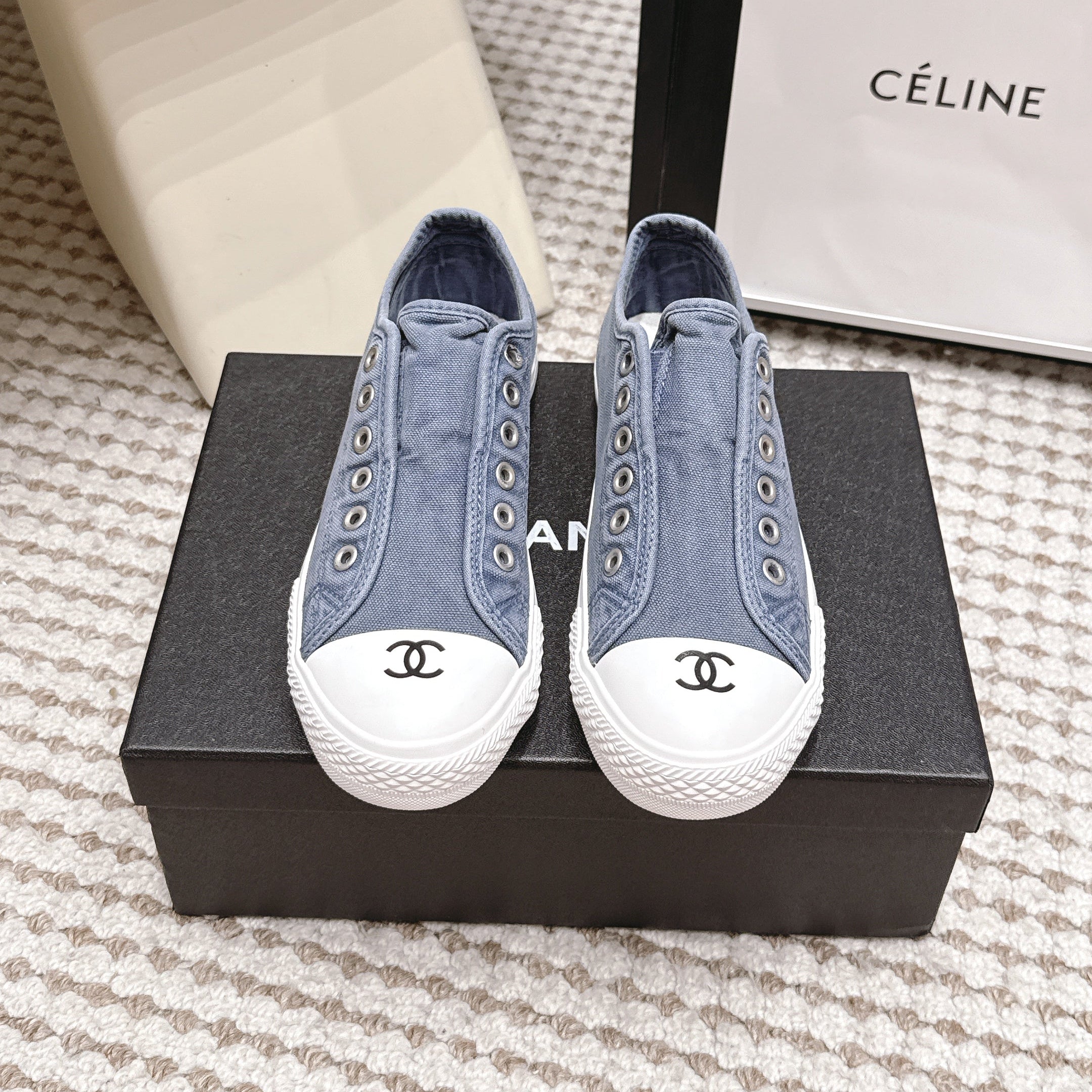 CHANEL 26S SNEAKERS IN BLUE DENIM
