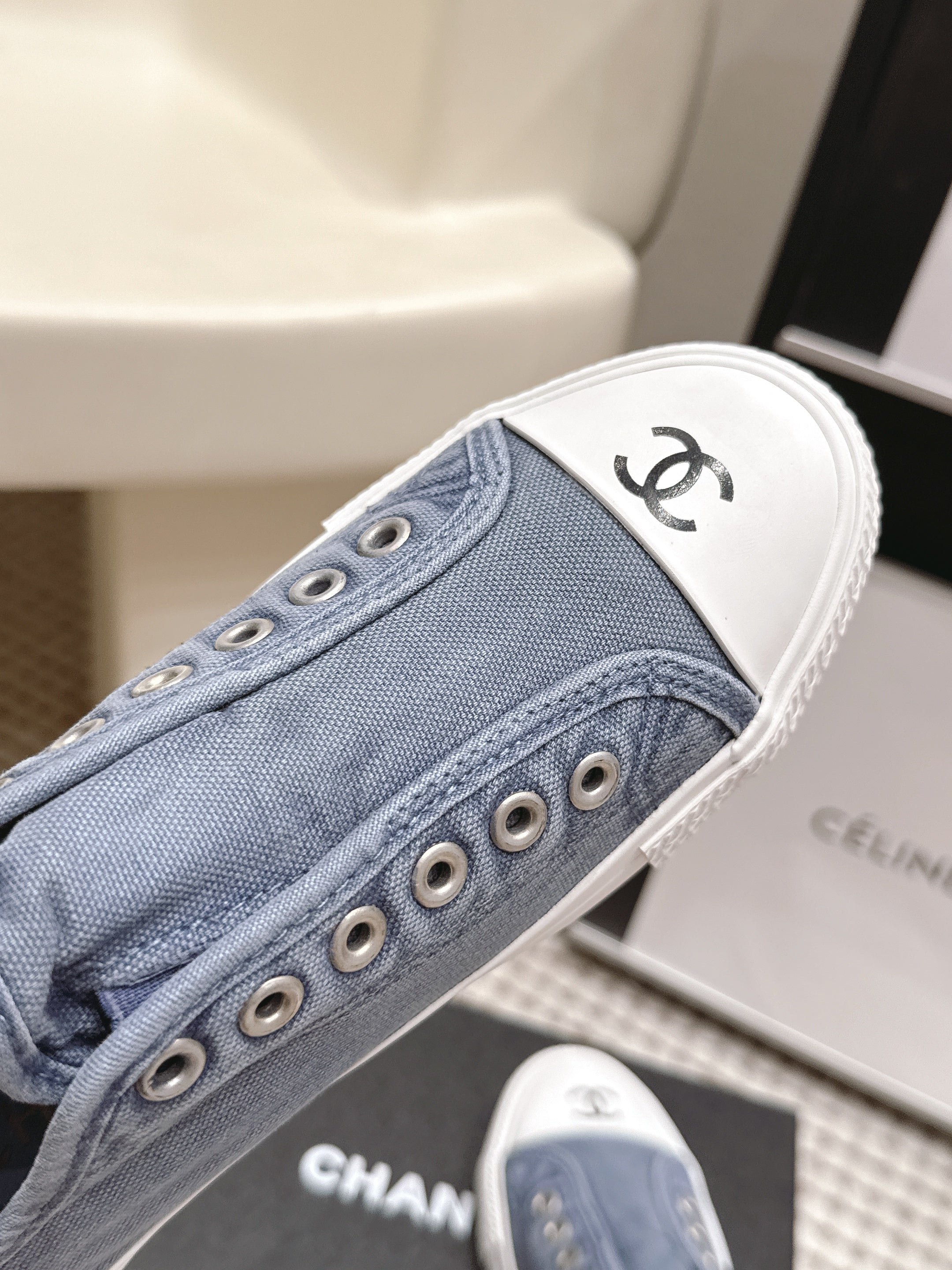 CHANEL 26S SNEAKERS IN BLUE DENIM