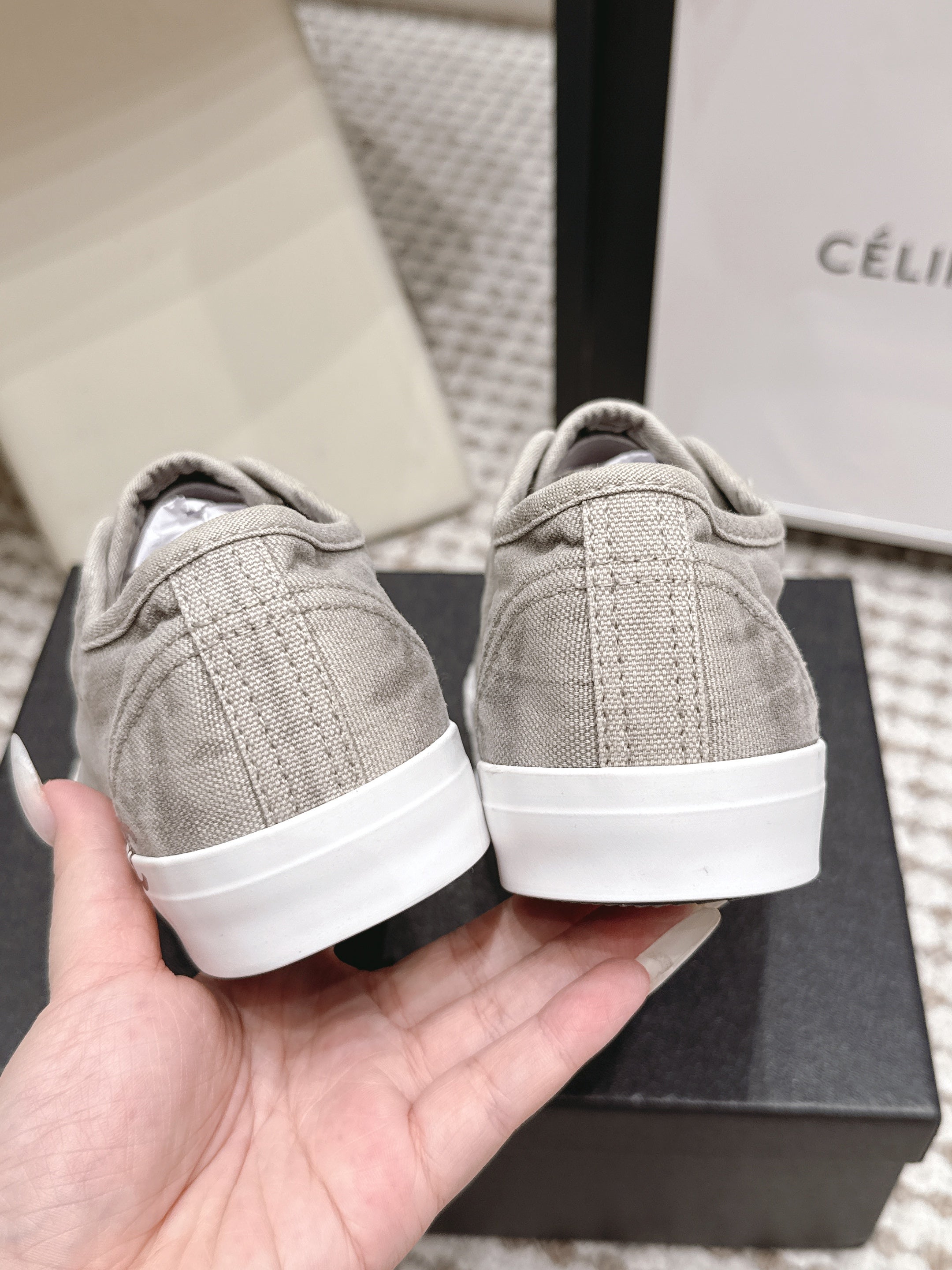 CHANEL 26S SNEAKERS IN LIGHT GREY CANVAS