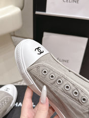 CHANEL 26S SNEAKERS IN LIGHT GREY CANVAS