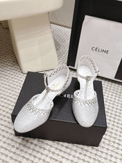 CHANEL 26S HIGH HEELS 50 MM IN WHITE RHINESTONE EMBELLISHED