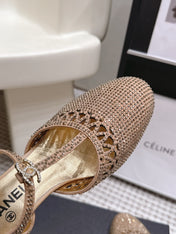 CHANEL 26S HIGH HEELS 50 MM IN BEIGE RHINESTONE EMBELLISHED