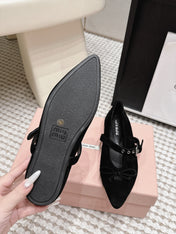 MIUMIU 26S MARY JANE BALLET IN BLACK SUEDE WITH BUCKLE STRAP