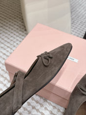 MIUMIU 26S MARY JANE BALLET IN TAUPE BROWN SUEDE WITH BUCKLE STRAP