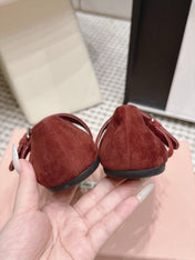 MIUMIU 26S MARY JANE BALLET IN DARK RED SUEDE WITH BUCKLE STRAP