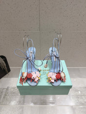 AQUAZZURA 26S HIGH-HEEL SANDALS 100 MM IN LIGHT BLUE LAMBSKIN