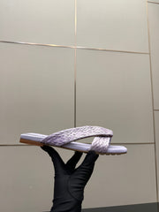 BOTTEGA VENETA 26S SANDALS IN LIGHT PURPLE CALFSKIN AND RAFFIA