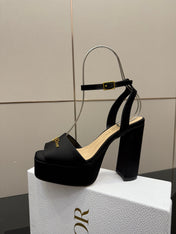 DIOR 26S HIGH HEEL SANDALS 120 MM IN BLACK SATIN