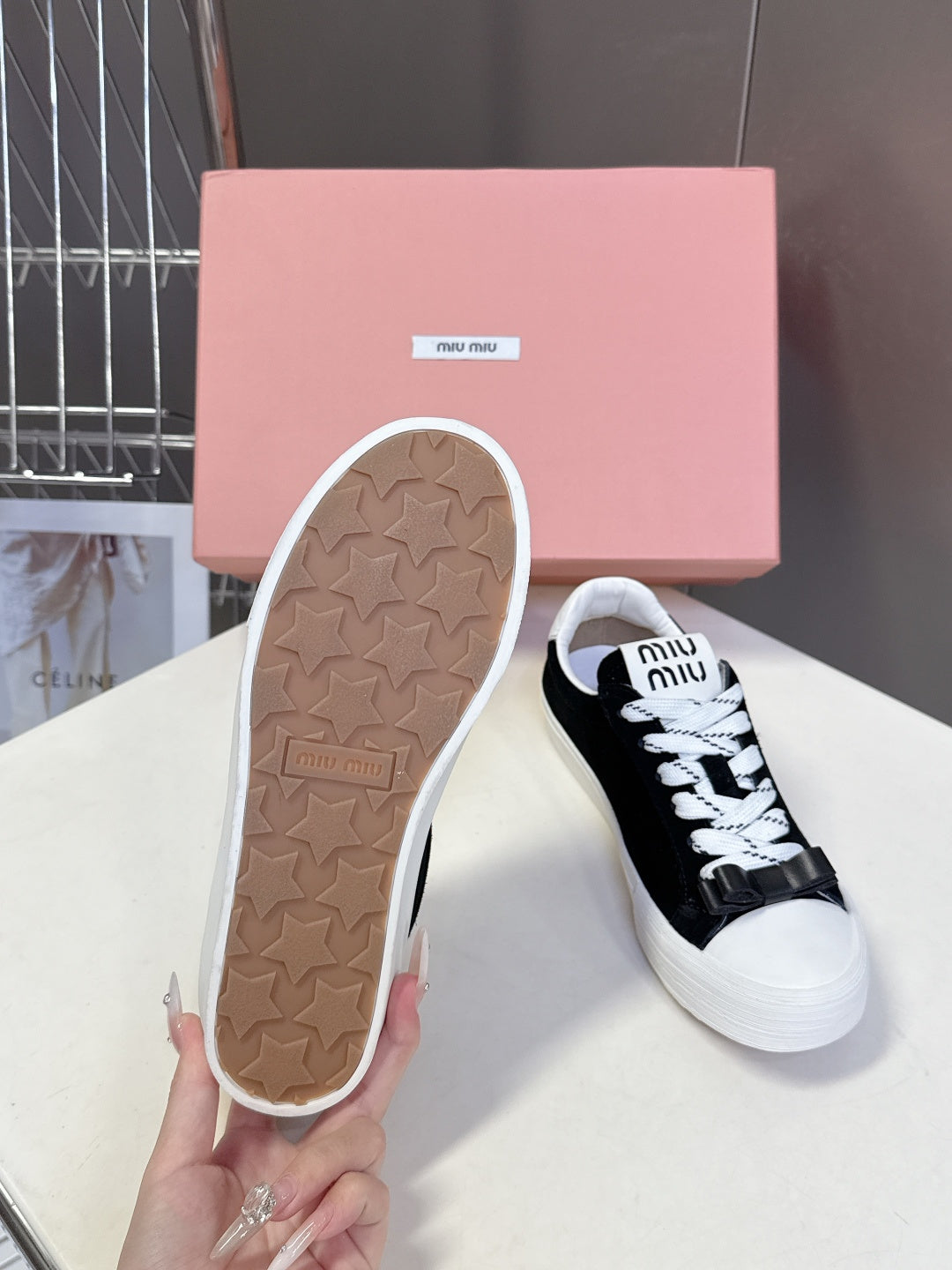 MIUMIU 25S SNEAKERS IN BLACK SUEDE