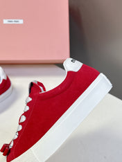 MIUMIU 25S SNEAKERS IN DARK RED SUEDE