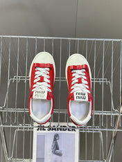 MIUMIU 25S SNEAKERS IN DARK RED SUEDE