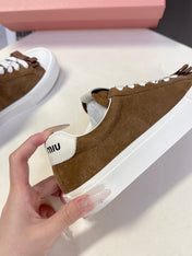 MIUMIU 25S SNEAKERS IN EARTH BROWN SUEDE