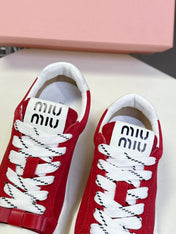 MIUMIU 25S SNEAKERS IN DARK RED SUEDE