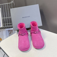 BALENCIAGA 25S ALASKA ANKLE BOOTS IN PINK SUEDE AND LAMBSKIN