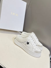 DIOR 25S DIOR STAR SNEAKERS 40 MM IN WHITE LAMBSKIN AND WOOL STYLE 1