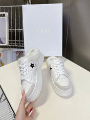 DIOR 25S DIOR STAR SNEAKERS 40 MM IN WHITE LAMBSKIN AND WOOL STYLE 1