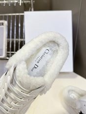 DIOR 25S DIOR STAR SNEAKERS 40 MM IN WHITE LAMBSKIN AND WOOL STYLE 1