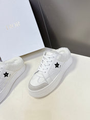 DIOR 25S DIOR STAR SNEAKERS 40 MM IN WHITE LAMBSKIN AND WOOL STYLE 1
