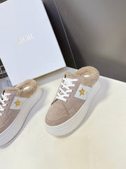 DIOR 25S DIOR STAR SNEAKERS 40 MM IN NUDE PINK SUEDE AND WOOL
