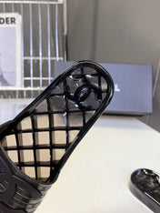 CHANEL 26S SLIDES IN BLACK PVC
