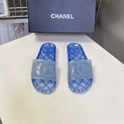 CHANEL 26S SLIDES IN BLUE PVC