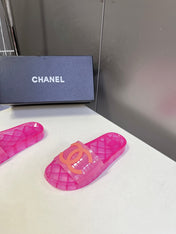 CHANEL 26S SLIDES IN DARK PINK PVC
