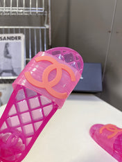 CHANEL 26S SLIDES IN DARK PINK PVC